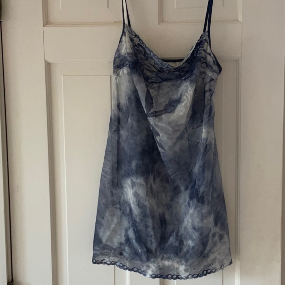 LA PERLA OCCHI VERDI NIGHTGOWN 4 XL BLUE WITH LACE